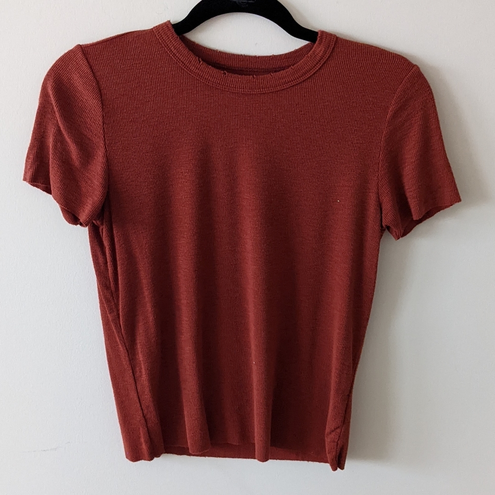 Aerie Real Soft Ribbed Rust Crop Top